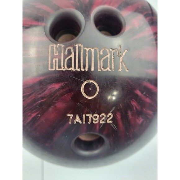 Columbia Hallmark Bowling Ball Serial Number 7a17922 Vintage 12.3 lbs Burgandy - Picture 2 of 8